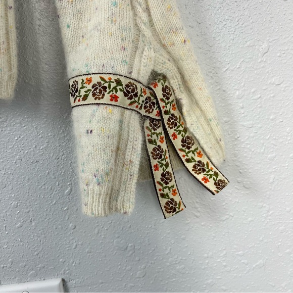 Lauren Hansen Lambswool Blend Open Ribbon Cuff Turtleneck Sweater Size Large - Picture 6 of 7